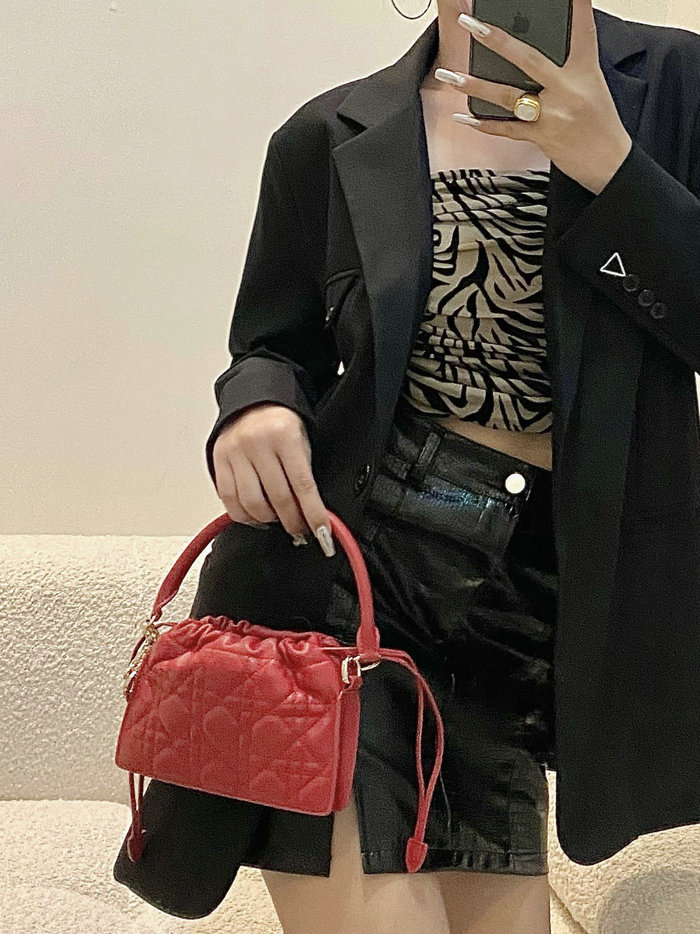Dior Lady Mini Handbag Red D7201