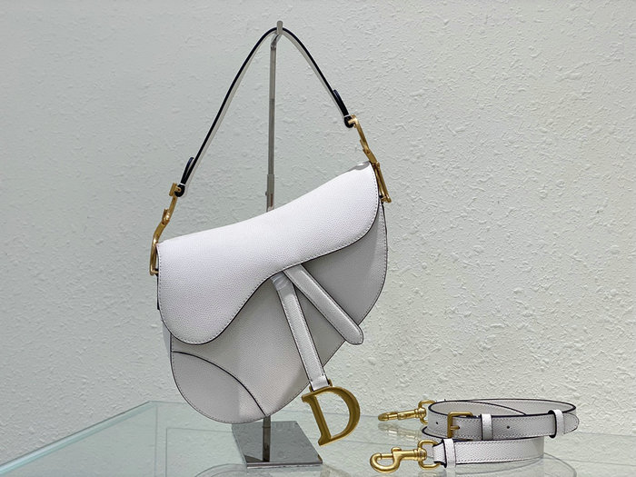 Dior Saddle Bag with Strap White M0455
