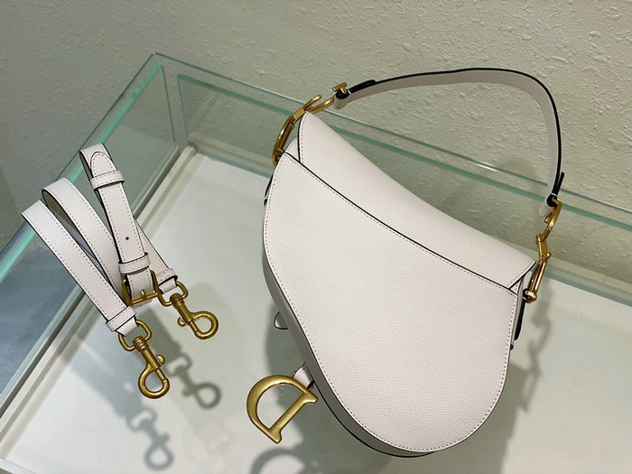 Dior Saddle Bag with Strap White M0455