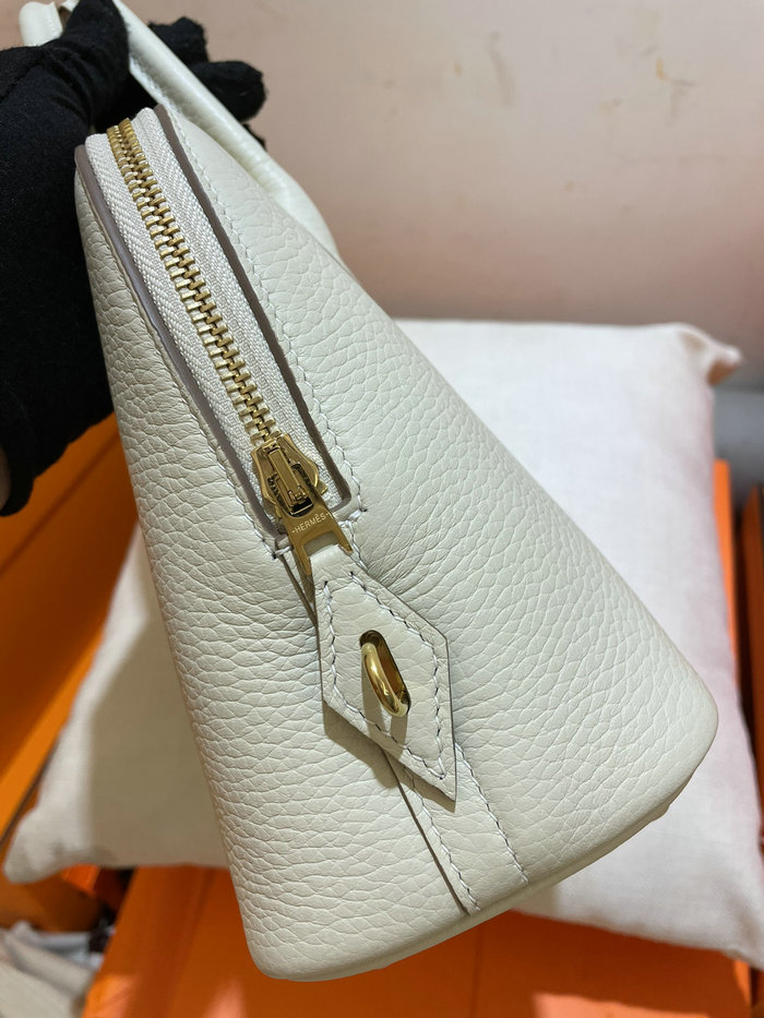 Hermes Bolide Clemence Leather Tote Bag Craie HB12601
