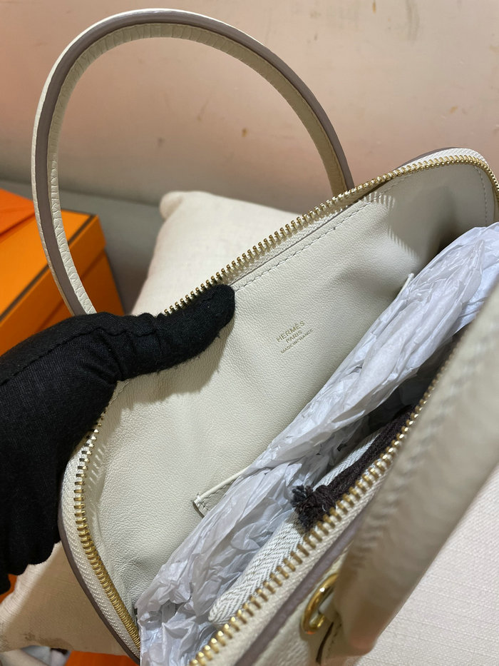 Hermes Bolide Clemence Leather Tote Bag Craie HB12601