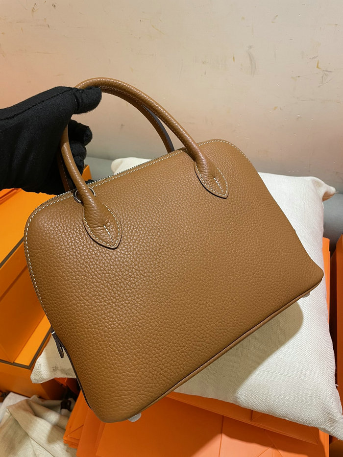 Hermes Bolide Clemence Leather Tote Bag Golden Brown HB12601