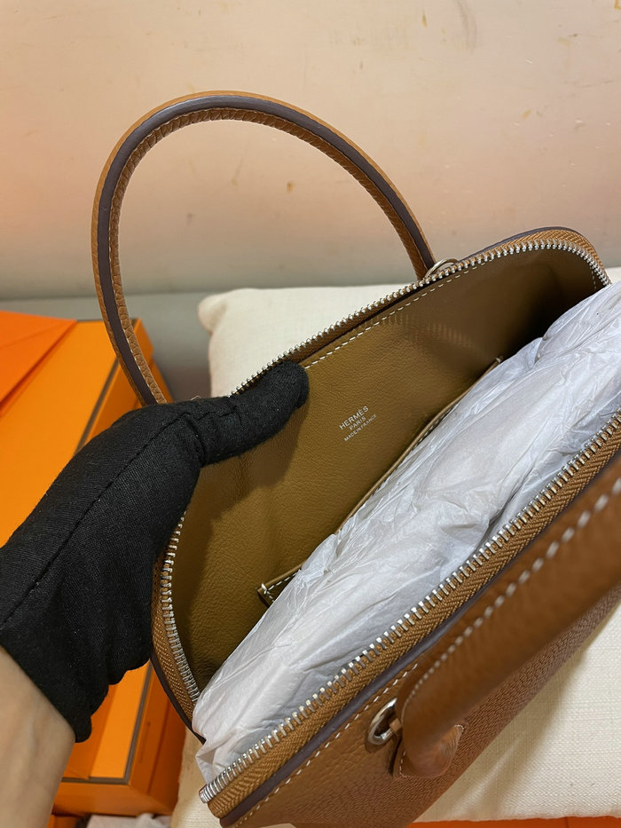 Hermes Bolide Clemence Leather Tote Bag Golden Brown HB12601