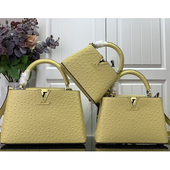 Louis Vuitton Embossed Ostrich Capucines Yellow N93419