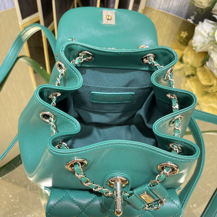 Chanel Small Duma Drawstring Backpack Green AS2908