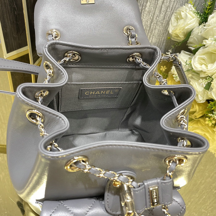 Chanel Small Duma Drawstring Backpack Grey AS2908