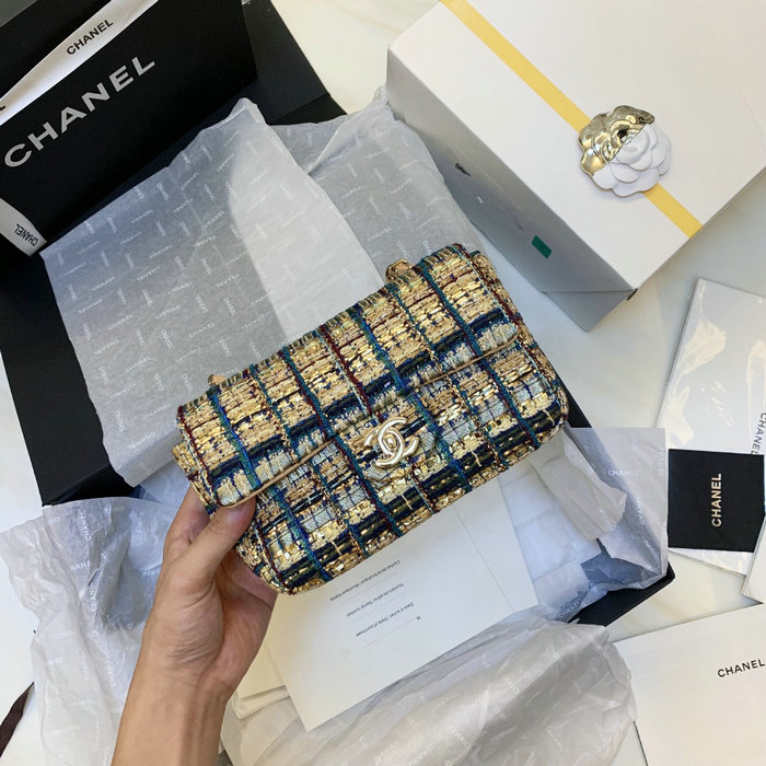 Chanel Tweed Small Flap Bag Blue CF69902
