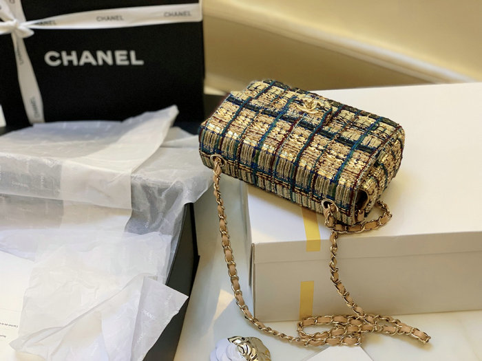 Chanel Tweed Small Flap Bag Blue CF69902