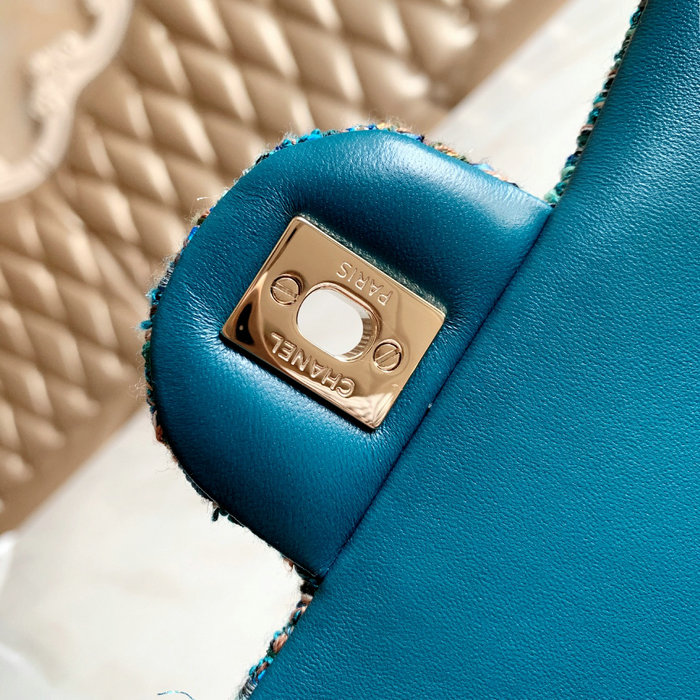 Chanel Tweed Small Flap Bag Blue CF69905