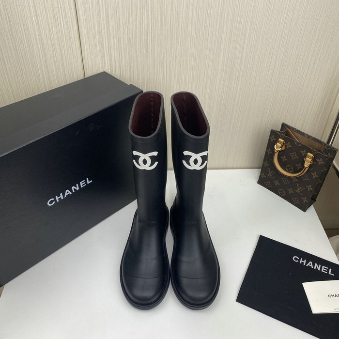 Chanel Wellington Boots Black CS02171