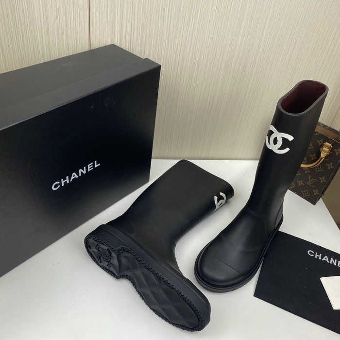 Chanel Wellington Boots Black CS02171