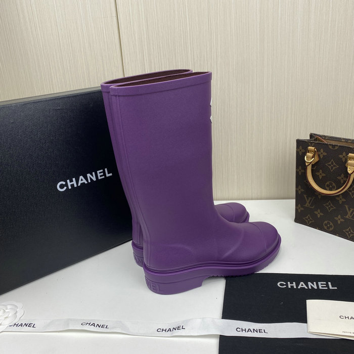 Chanel Wellington Boots Purple CS02171