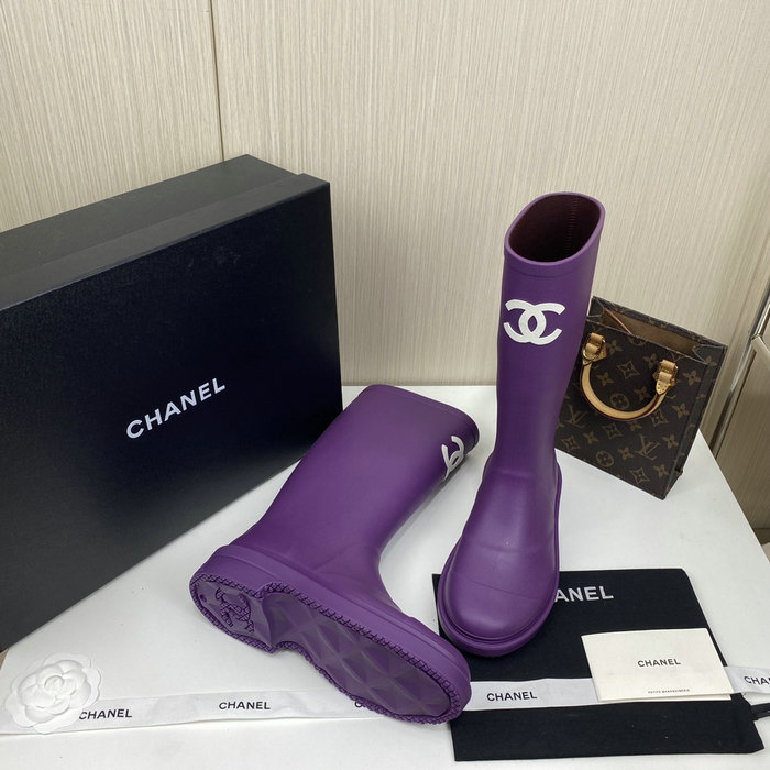 Chanel Wellington Boots Purple CS02171