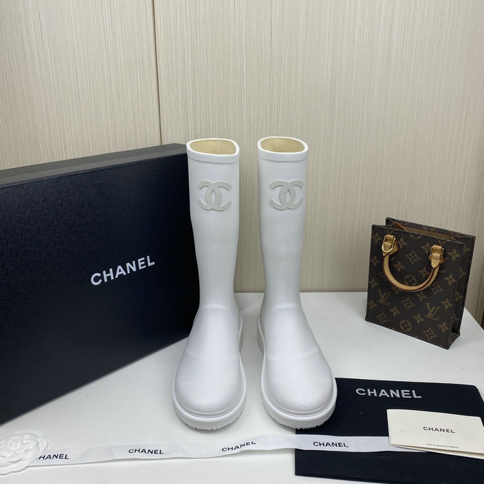 Chanel Wellington Boots White CS02171