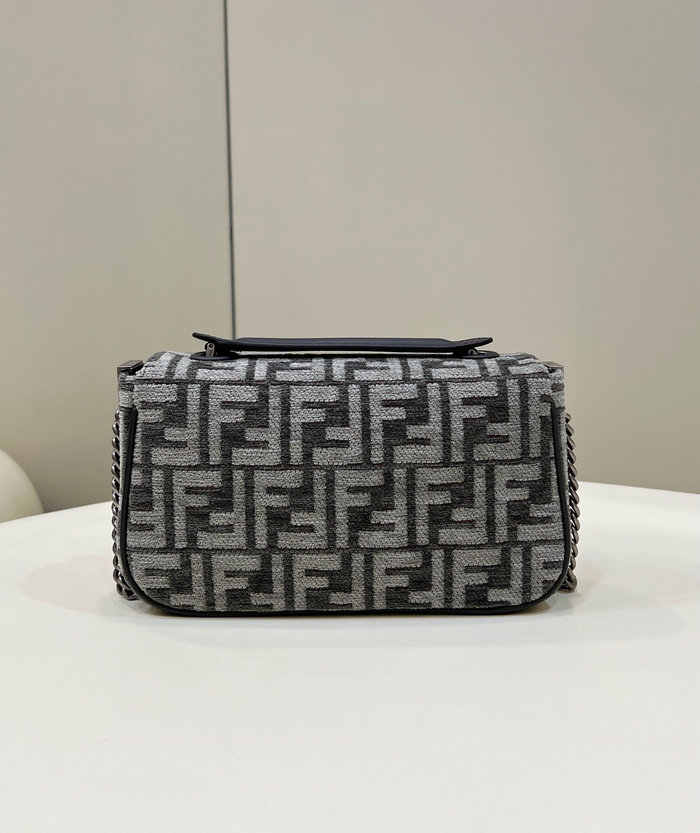 Fendi Baguette Chain Midi tapestry fabric bag Black F8533
