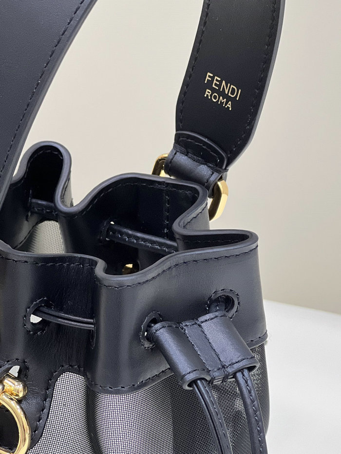 Fendi Mesh Tresor Bucket Bag Black F8361