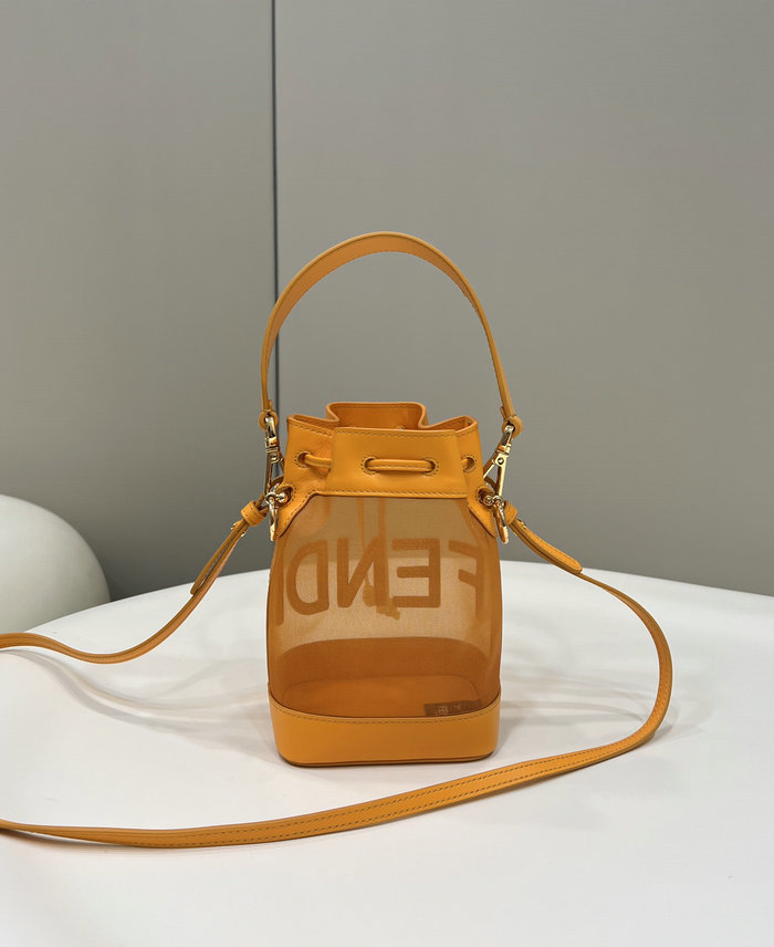Fendi Mesh Tresor Bucket Bag Orange F8361