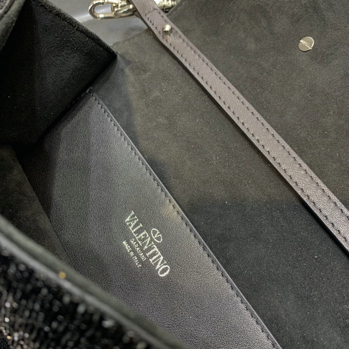 Valentino Loco Embroidered Small Shoulder Bag Black V5032