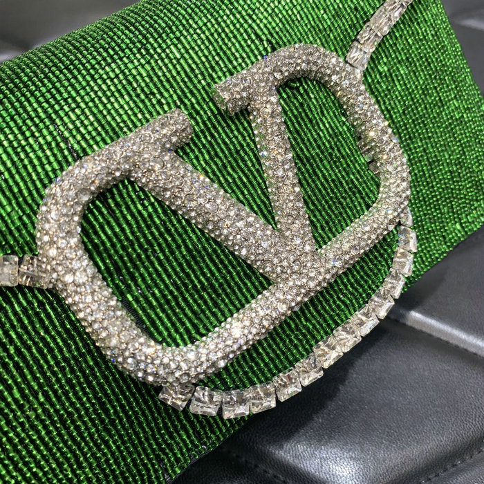 Valentino Loco Embroidered Small Shoulder Bag Green V5032