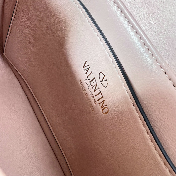 Valentino One Stud Rhinestone Embroidery Small Bag Light Pink V0137