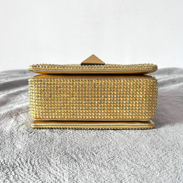 Valentino One Stud Rhinestone Embroidery Small Bag Yellow V0137