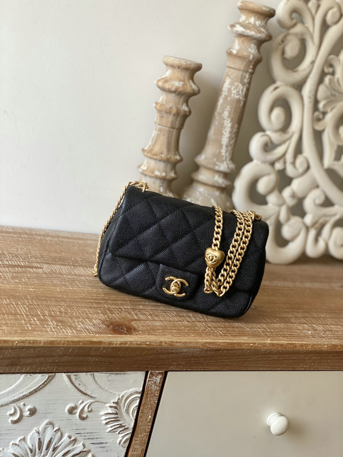 Chanel Leather Mini Flap Bag Black AS3828
