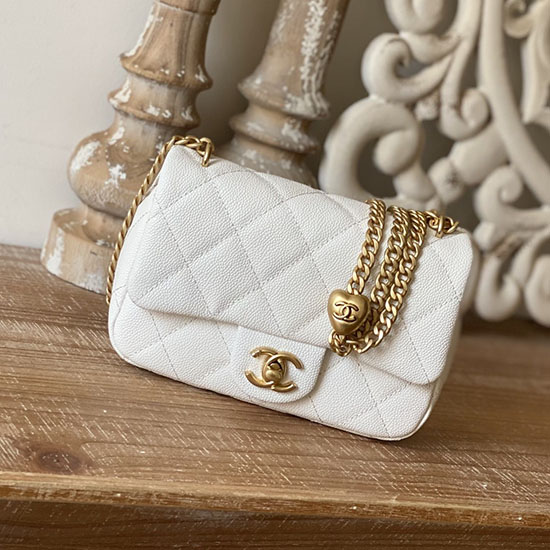 Chanel Leather Mini Flap Bag White AS3828