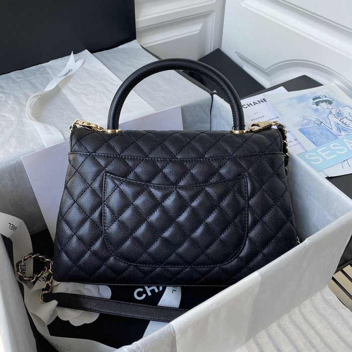 Chanel Small Coco Handle Bag White Black A92990
