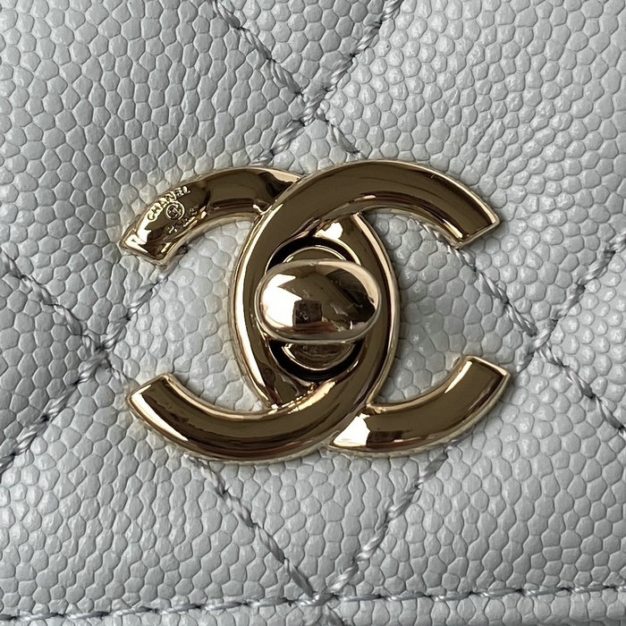 Chanel Small Coco Handle Bag White Blue A92990