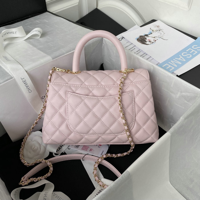 Chanel Small Coco Handle Bag White Pink A92990
