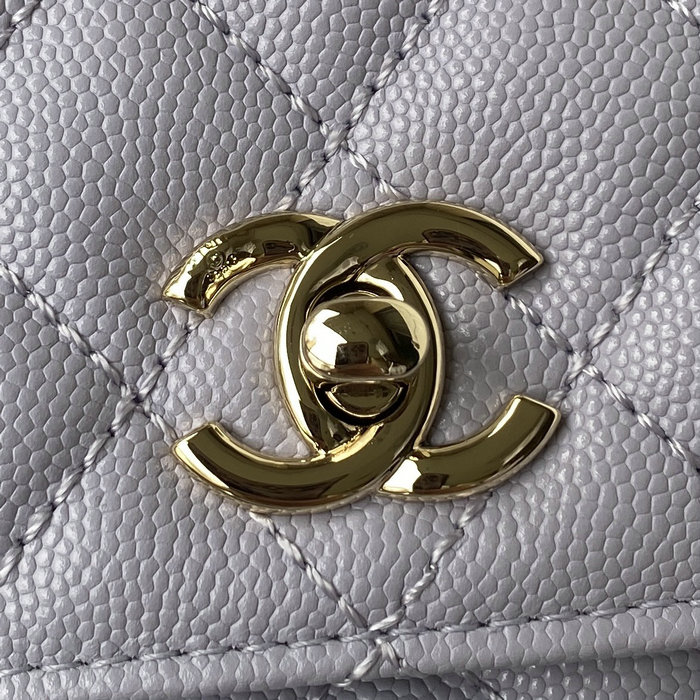 Chanel Small Coco Handle Bag White Purple A92990