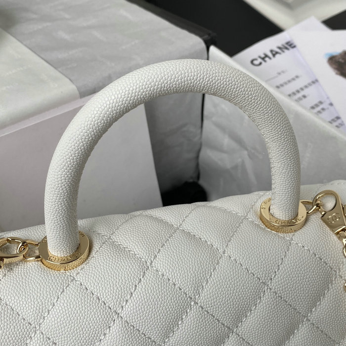 Chanel Small Coco Handle Bag White White A92990