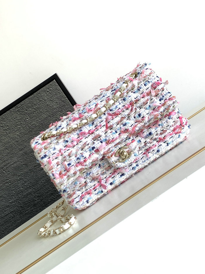 Chanel Tweed Medium Flap Bag Pink CF1112