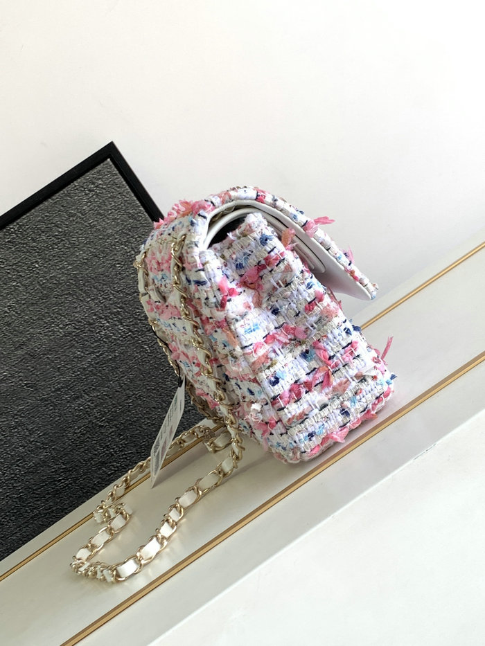 Chanel Tweed Medium Flap Bag Pink CF1112