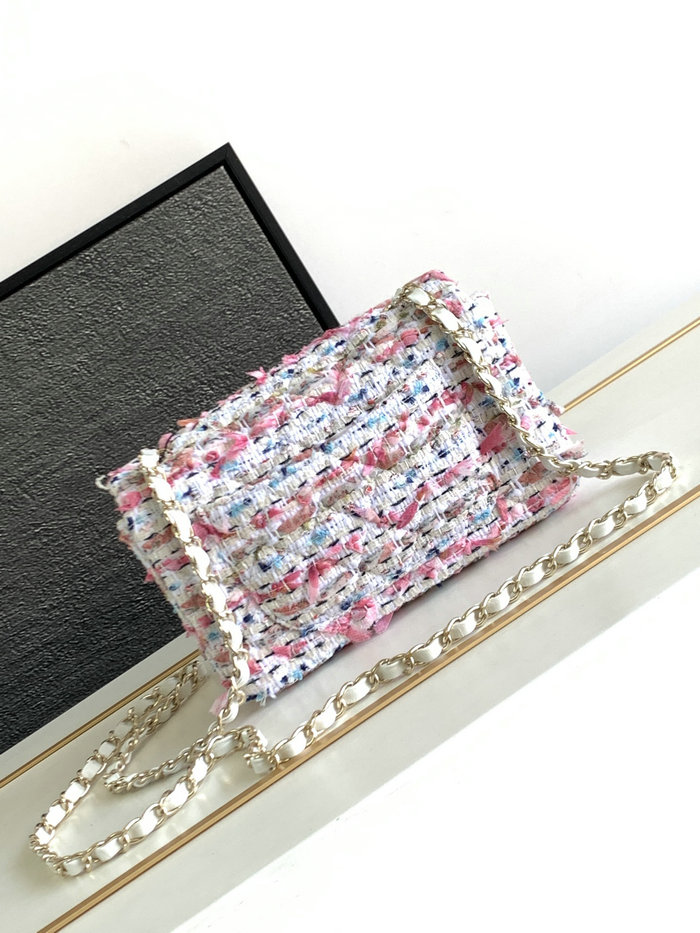 Chanel Tweed Small Flap Ba Pink CF1116