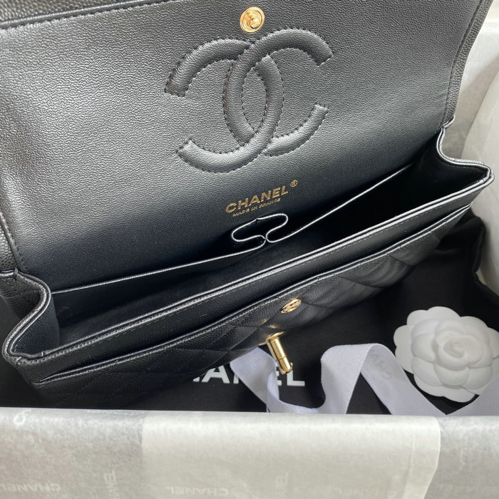 Classic Chanel Medium Flap Bag Black with Gold CF1112
