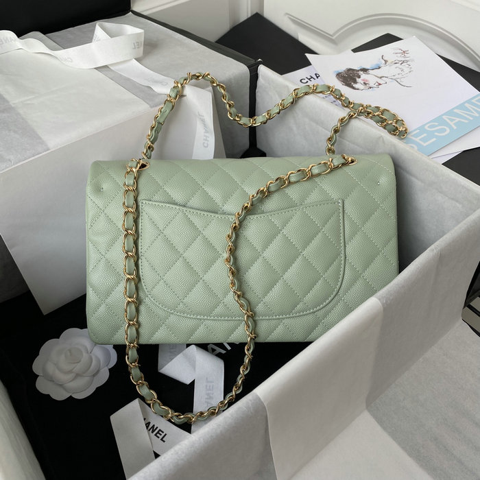 Classic Chanel Medium Flap Bag Green with Gold CF1112