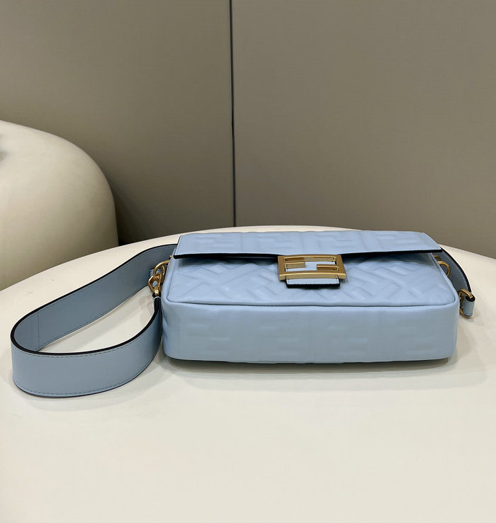 Fendi Baguette Medium Leather Bag Blue F0135