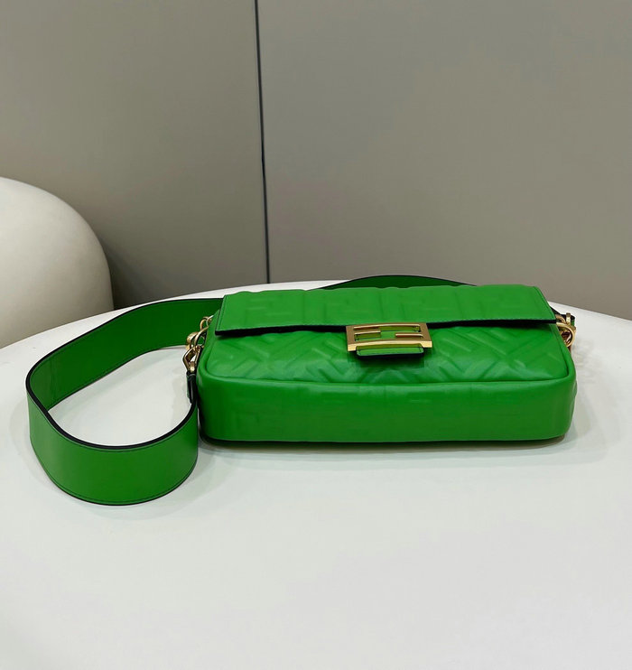 Fendi Baguette Medium Leather Bag Green F0135