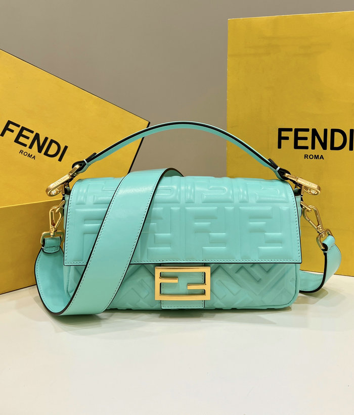 Fendi Baguette Medium Leather Bag Light Green F0135
