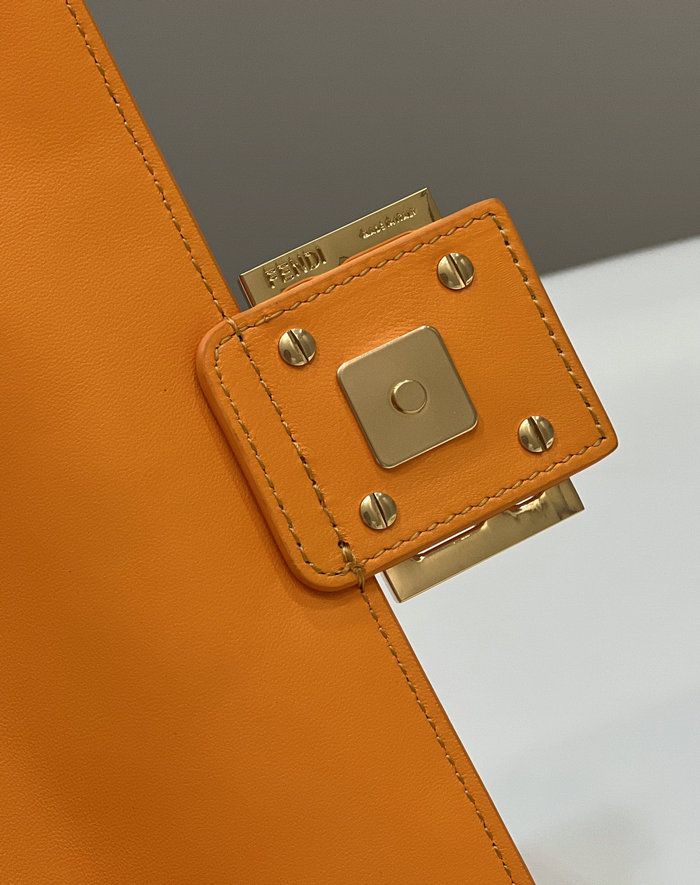Fendi Baguette Medium Leather Bag Orange F0135