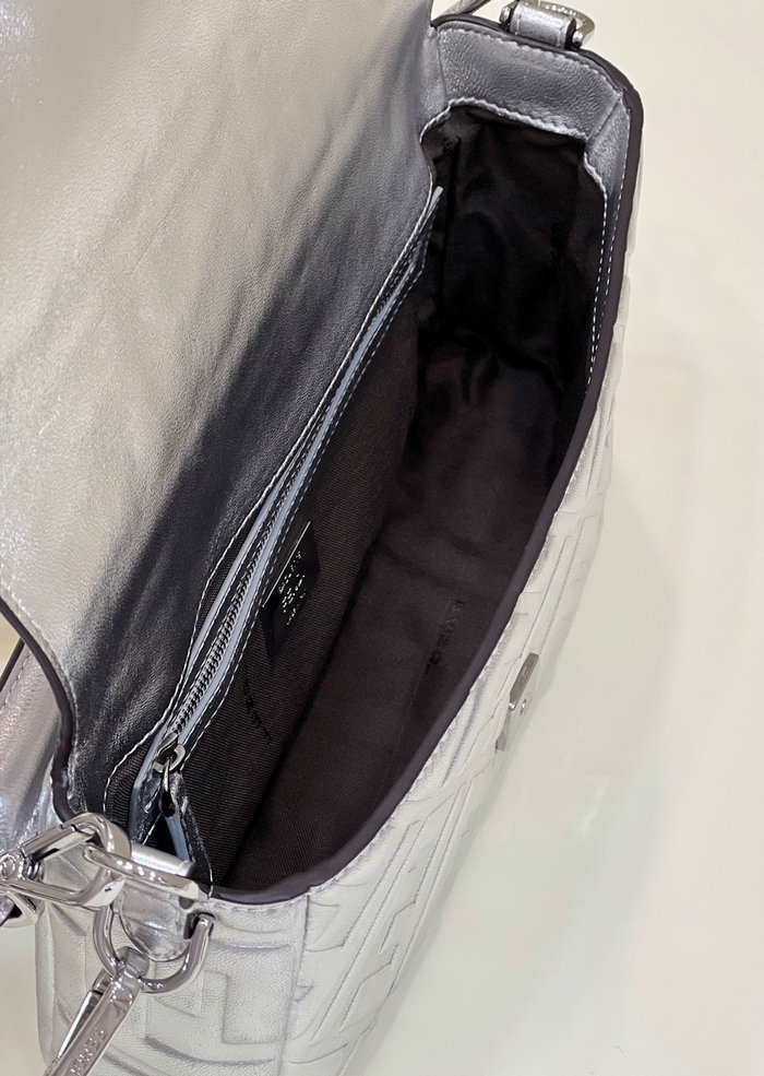 Fendi Baguette Medium Leather Bag Silver F0135