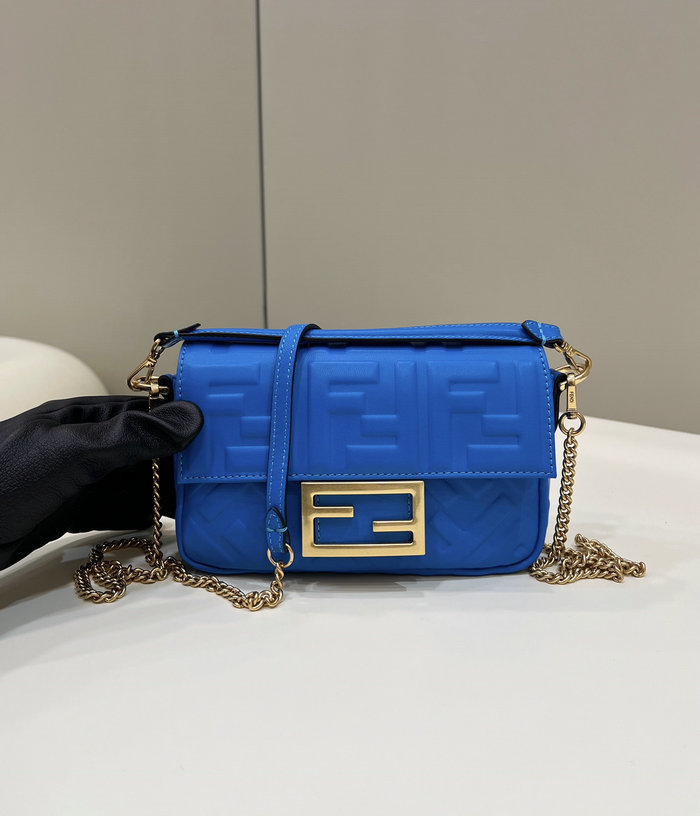 Fendi Baguette Mini leather bag Blue F0191S