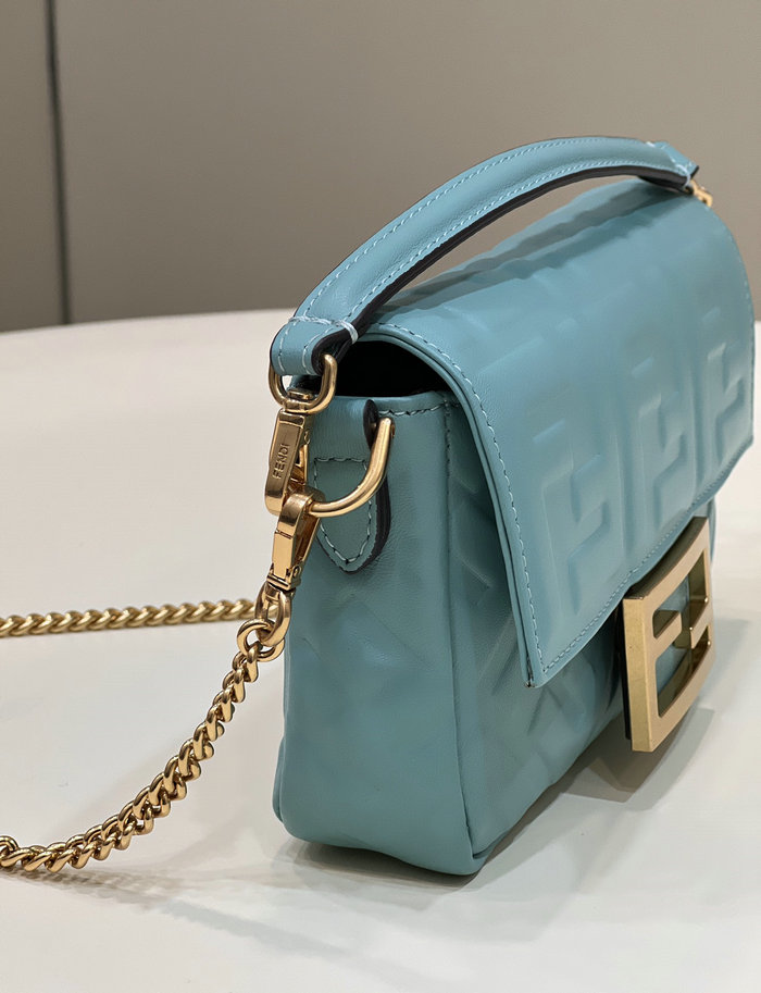Fendi Baguette Mini leather bag Light Blue F0191S