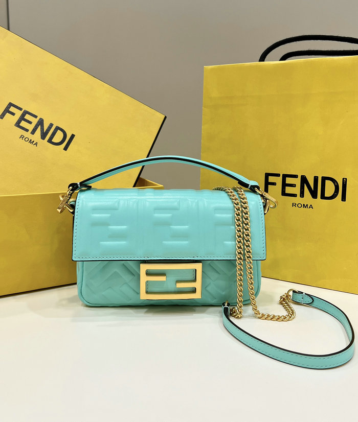 Fendi Baguette Mini leather bag Light Green F0191S