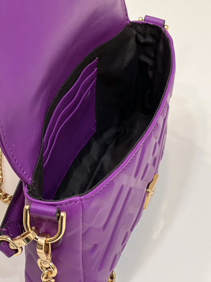 Fendi Baguette Mini leather bag Purple F0191S