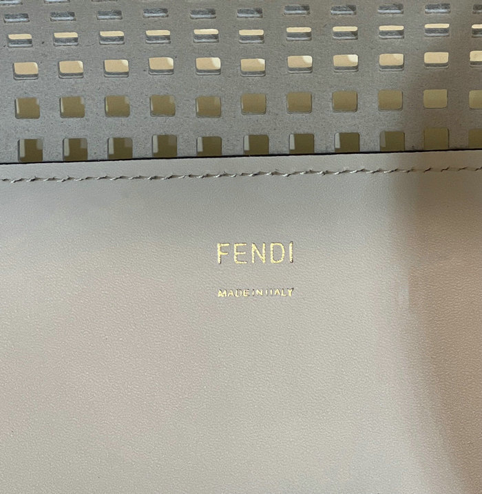 Fendi Sunshine Medium perforated leather shopper White F8575