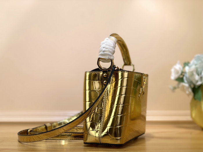 Louis Vuitton Embossed Crocodile Capucines Gold N92175
