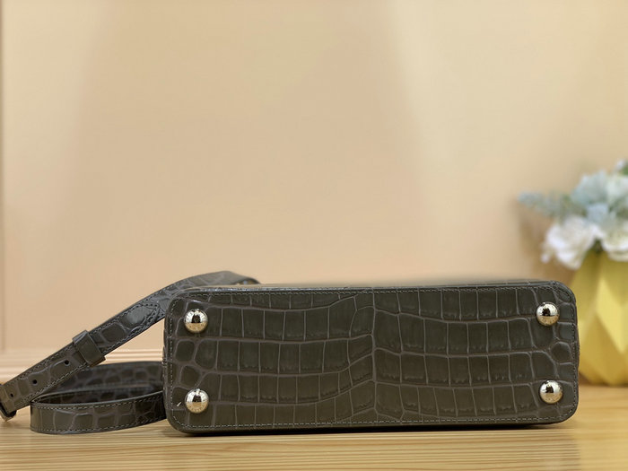 Louis Vuitton Embossed Crocodile Capucines Grey N92175