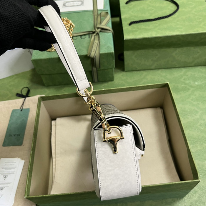 Gucci Horsebit 1955 GG Supreme shoulder bag White 735178